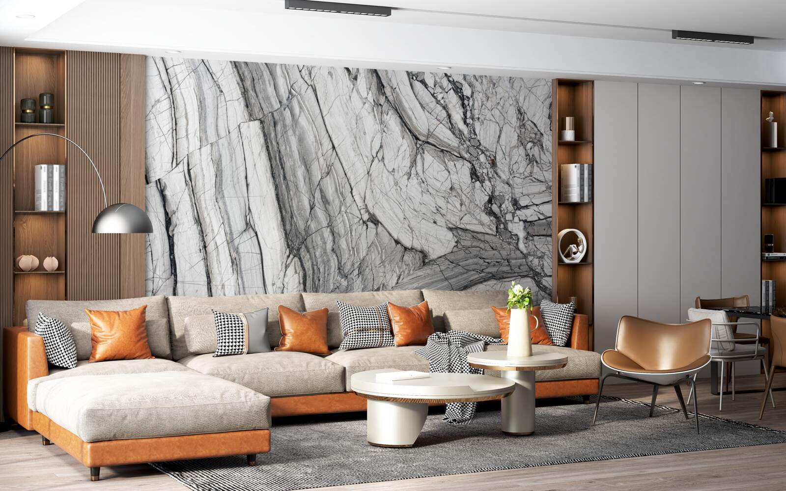 Papier peint placage de marbre composite