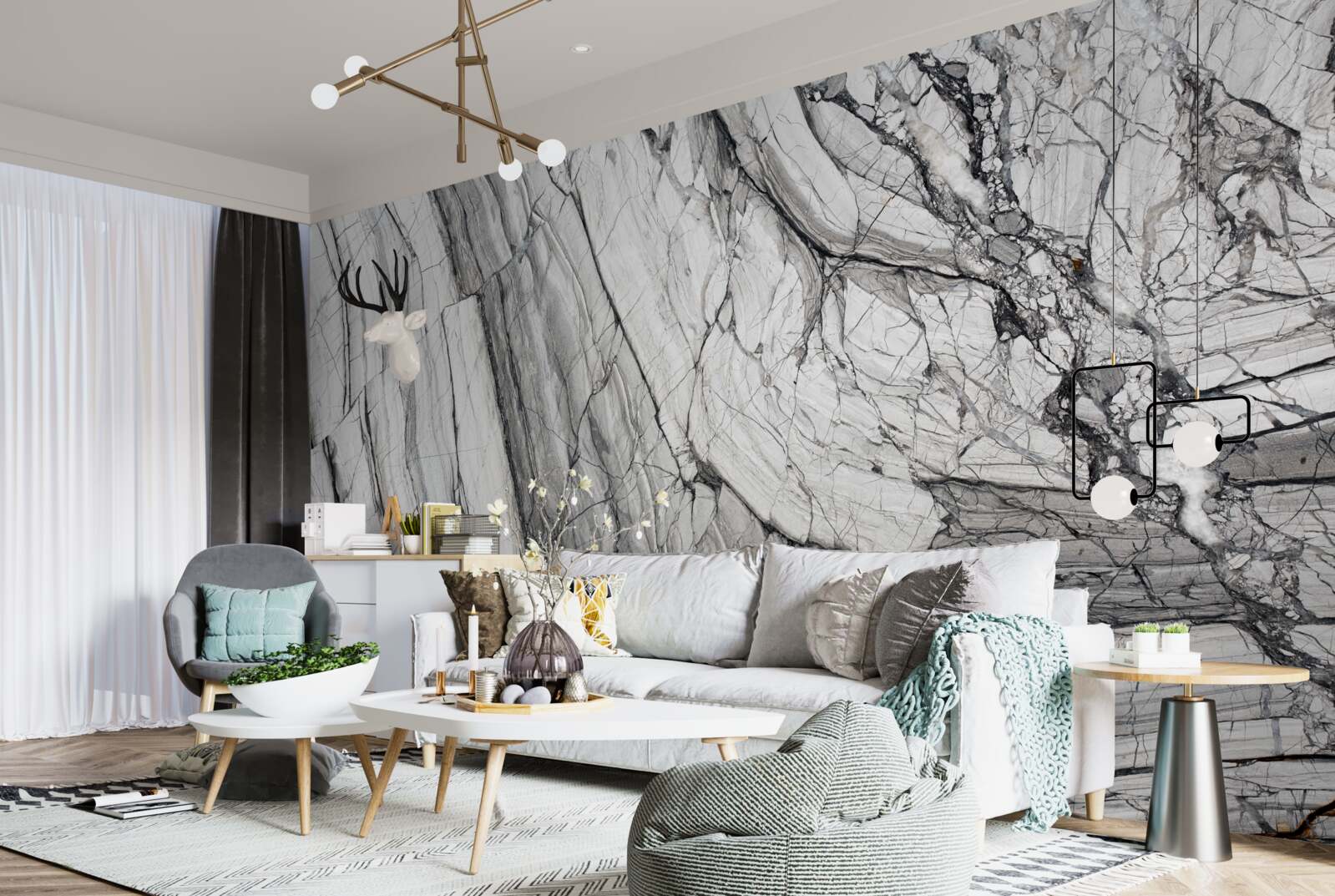 Papier peint placage de marbre composite