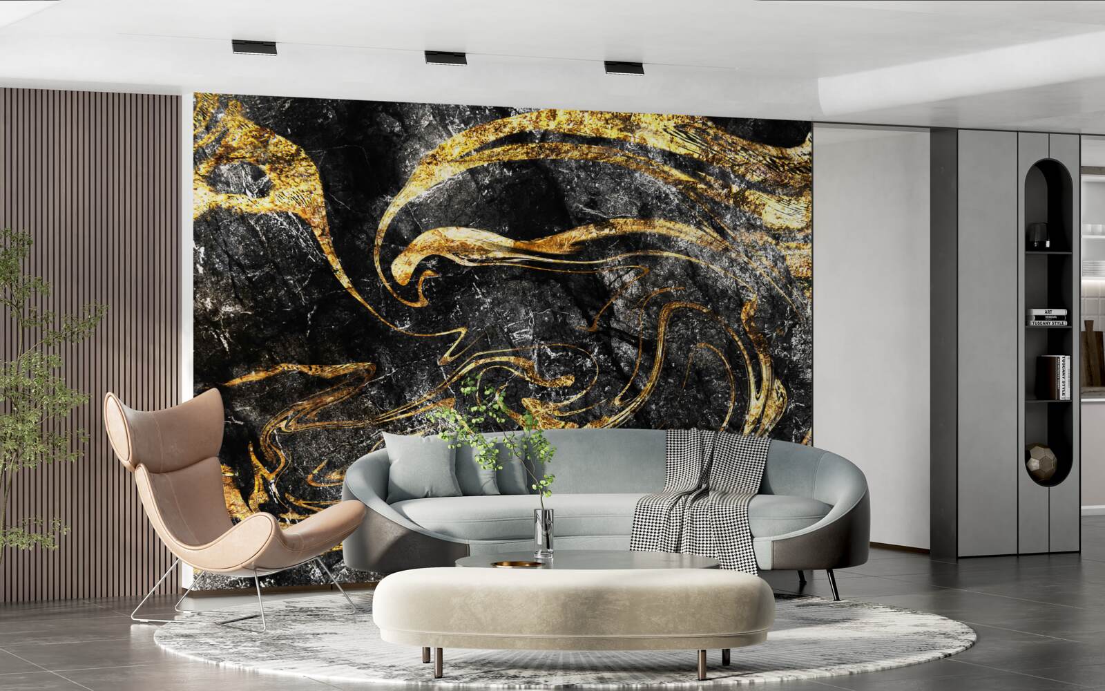 Papier peint marbre noir doré texture d'excellente qualité