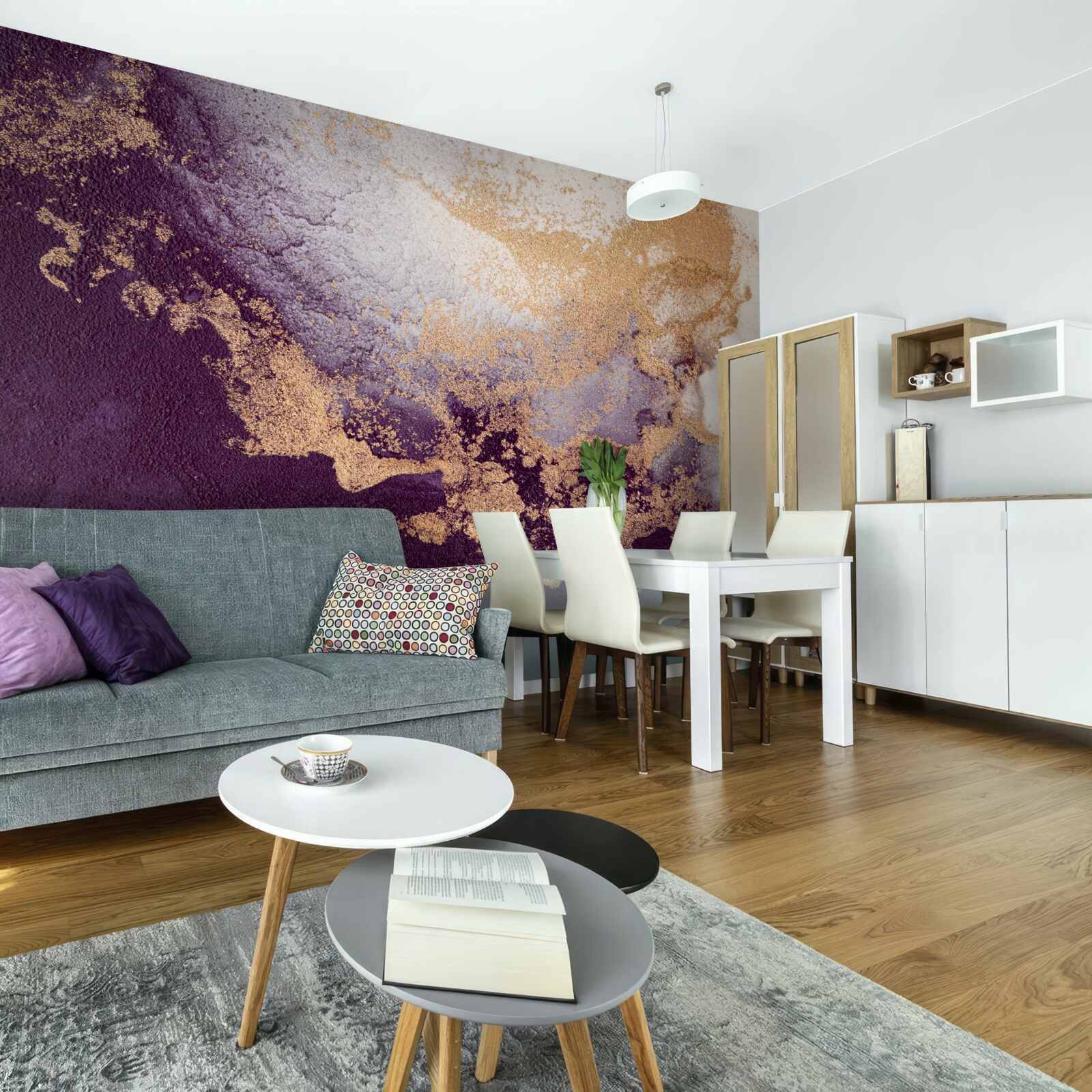 Papier peint or et violet image