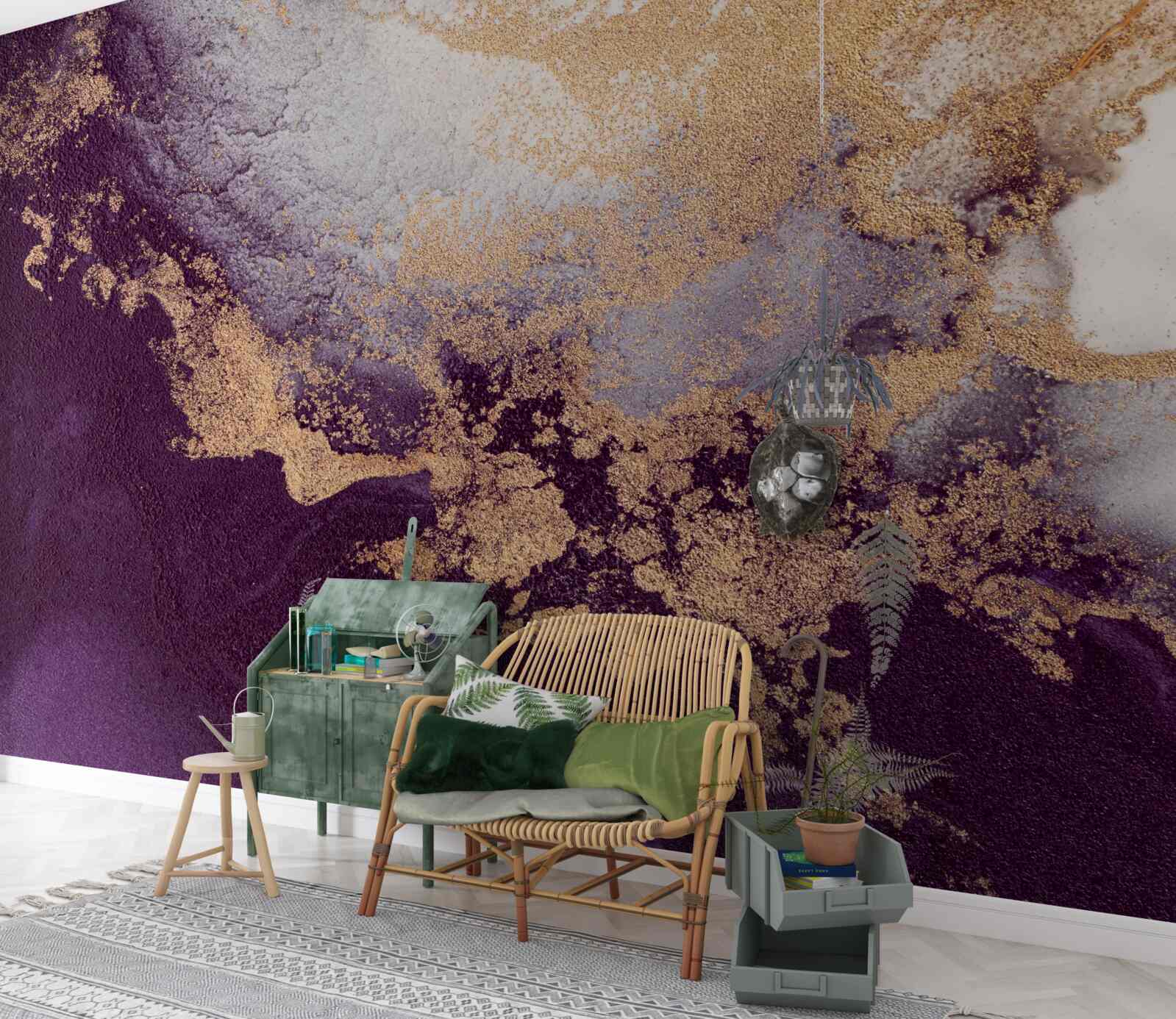 Papier peint or et violet image