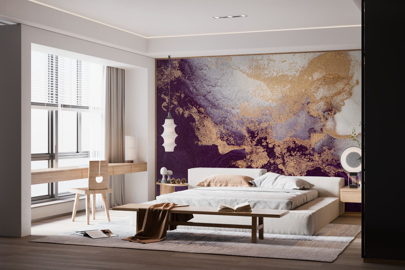 Papier peint or et violet image