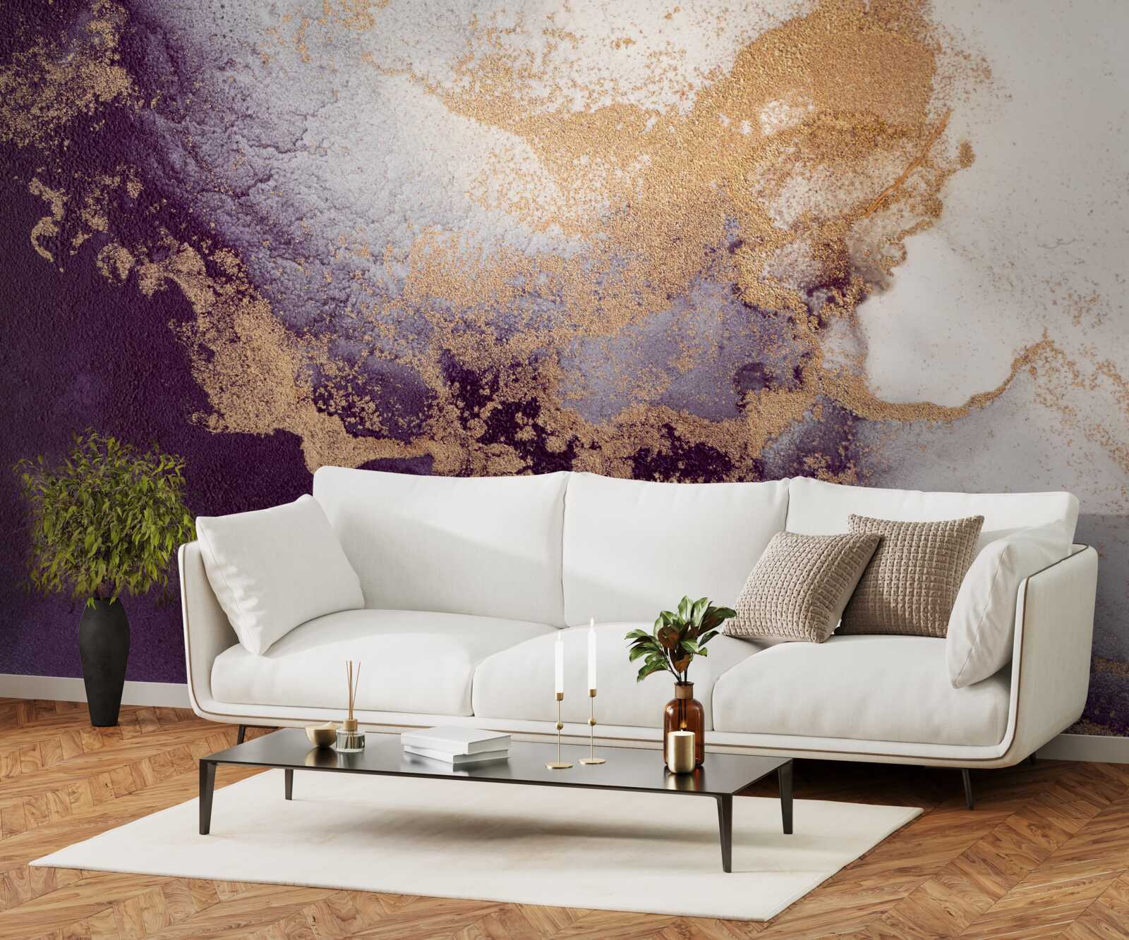 Papier peint or et violet image