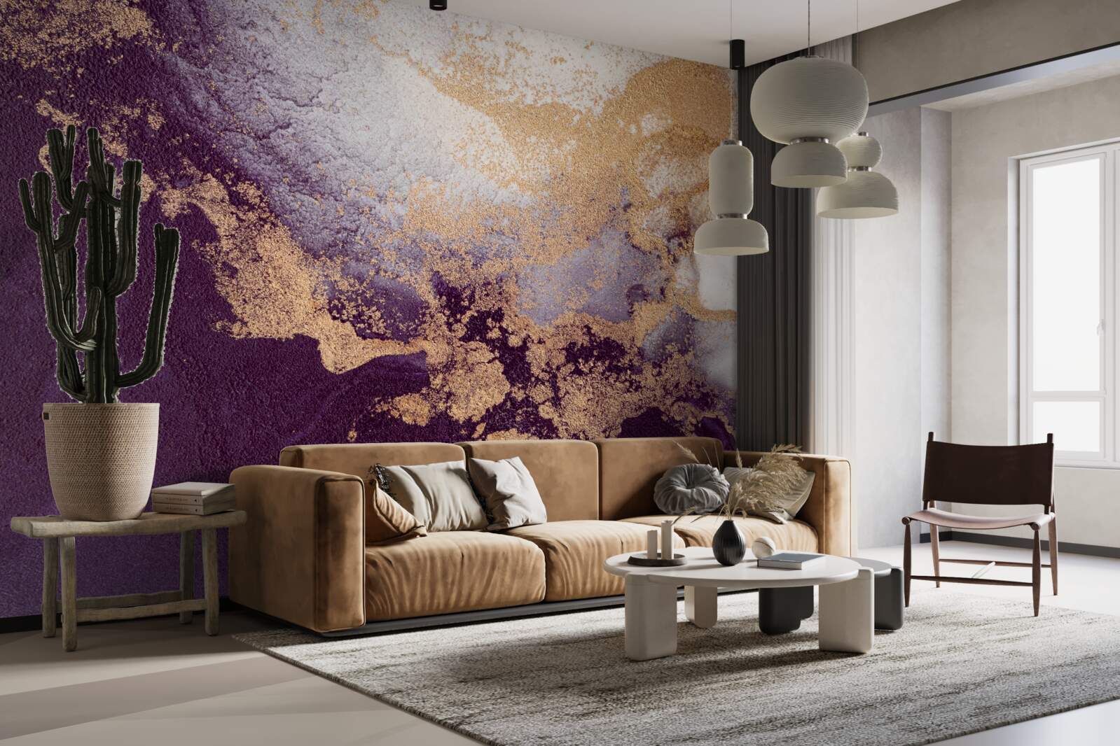 Papier peint or et violet image