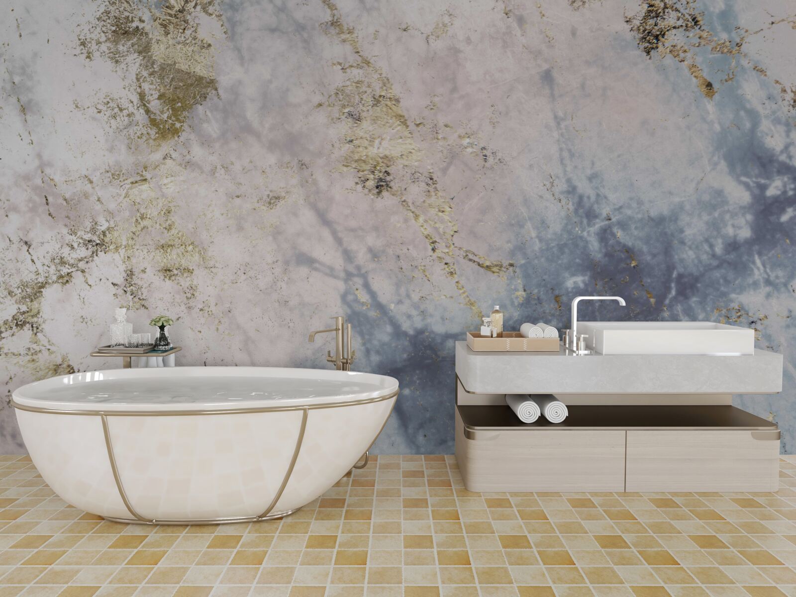 Papier peint pierre marbrière flexible