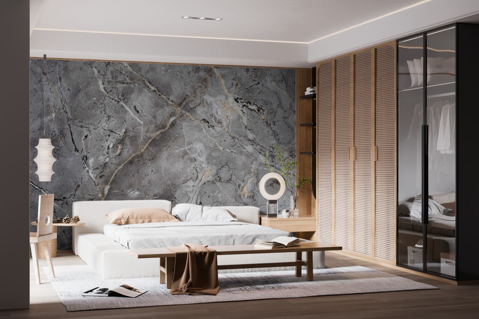 Papier peint marbre gris texture rugueuse