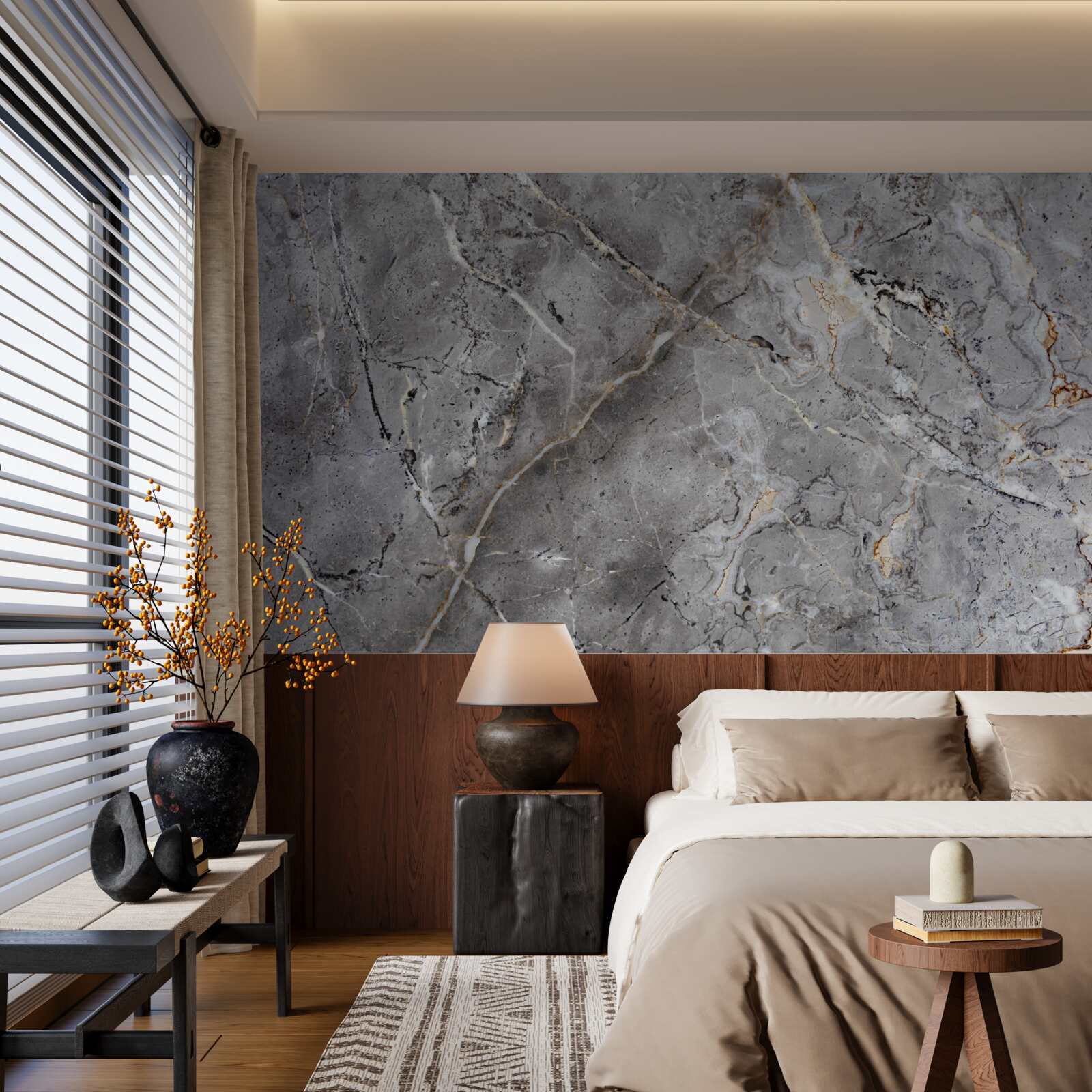 Papier peint marbre gris texture rugueuse