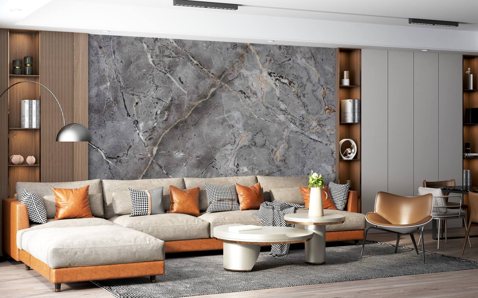 Papier peint marbre gris texture rugueuse