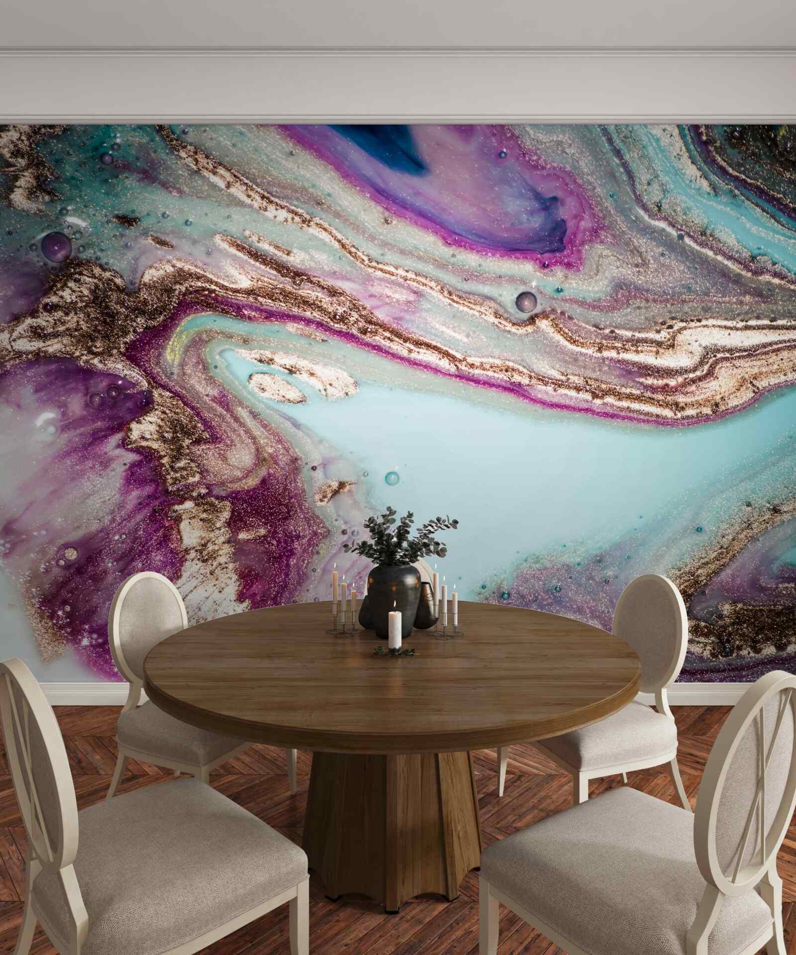 Papier peint liquides clairs et essentiels