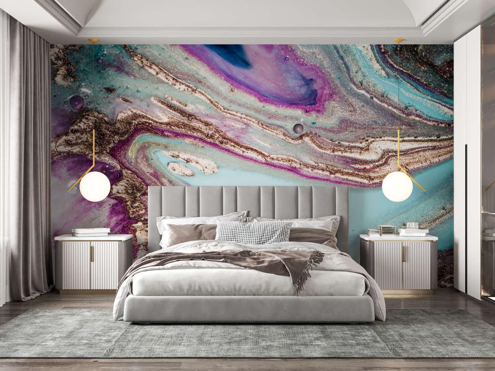 Papier peint liquides clairs et essentiels