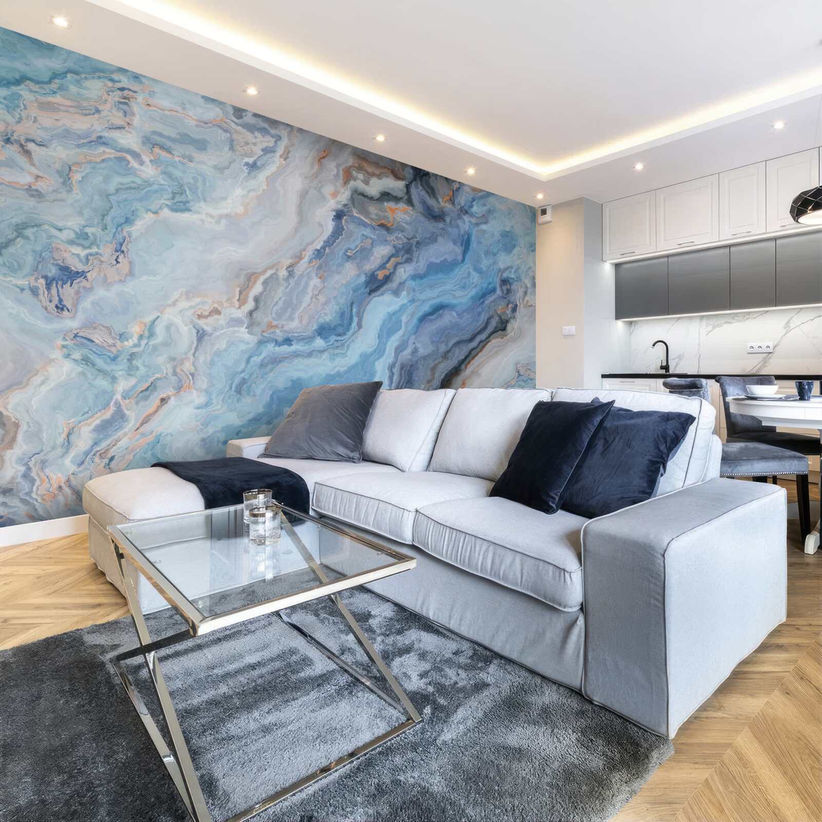 Papier peint fond de marbre avec une teinte bleue