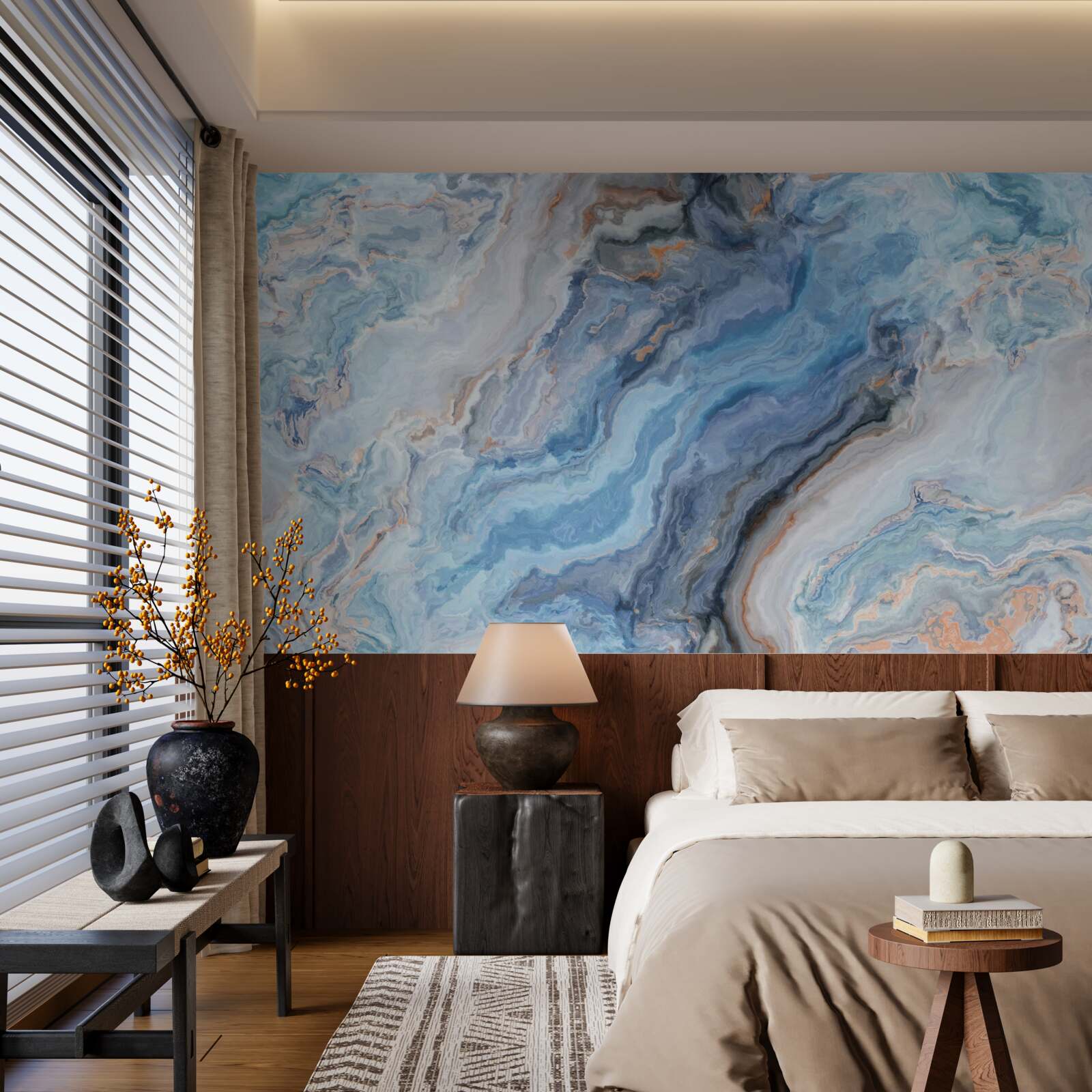 Papier peint fond de marbre avec une teinte bleue