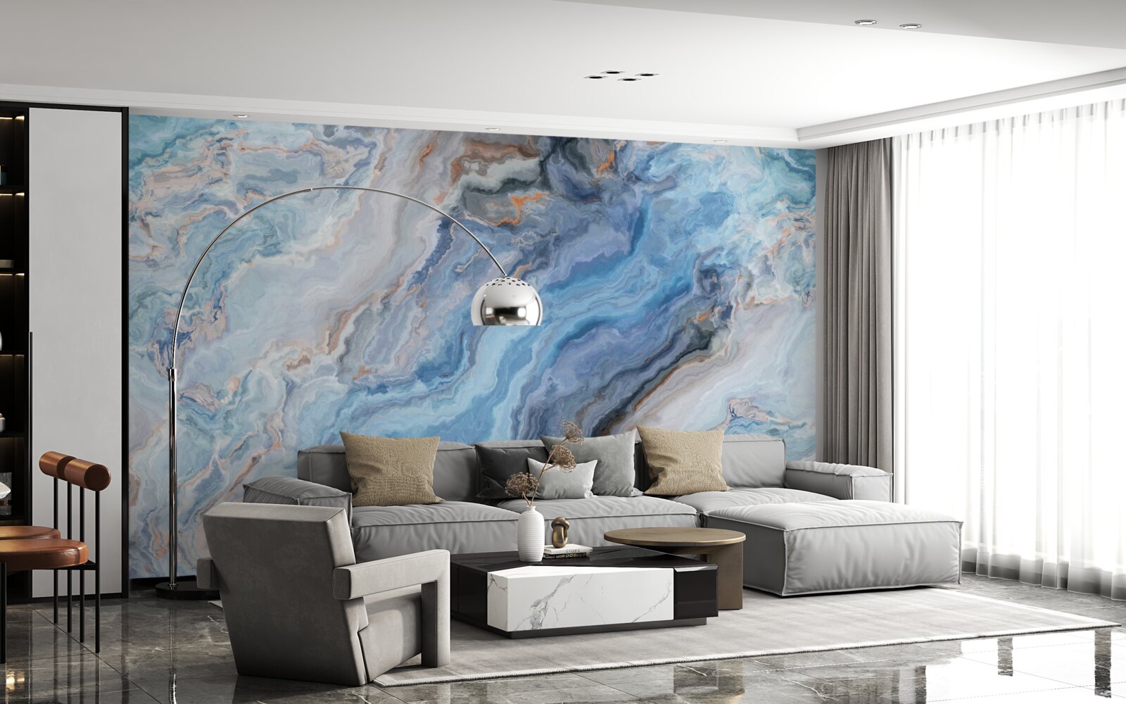 Papier peint fond de marbre avec une teinte bleue