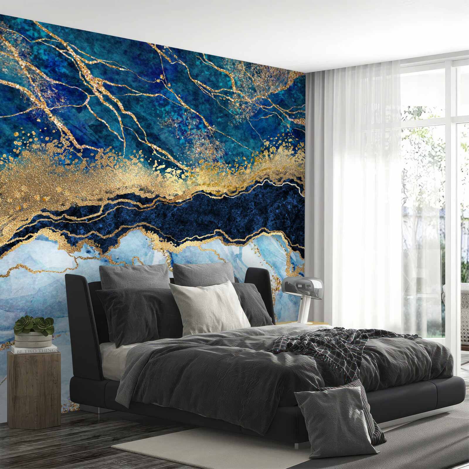 Papier peint fond de marbre bleu