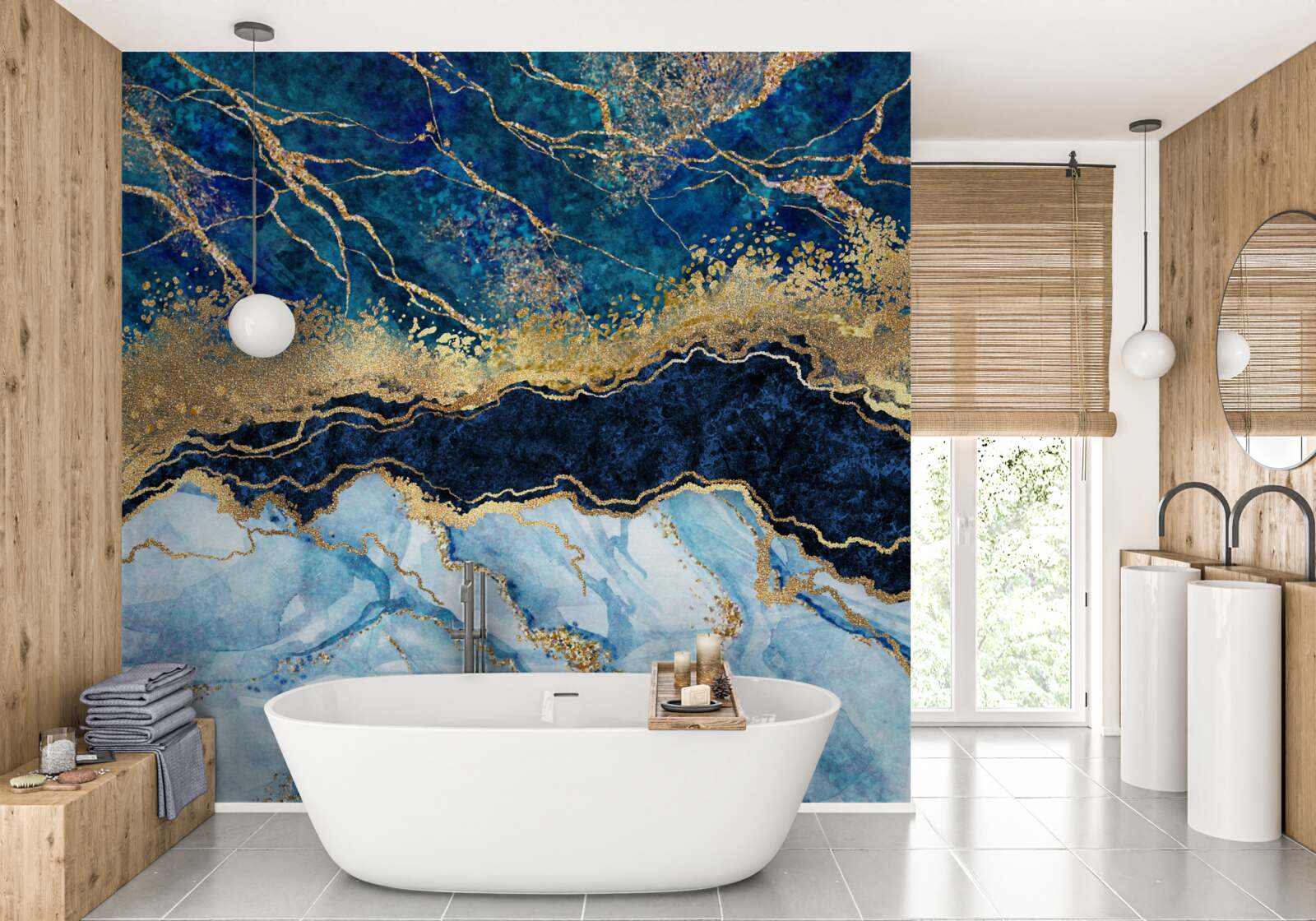 Papier peint fond de marbre bleu