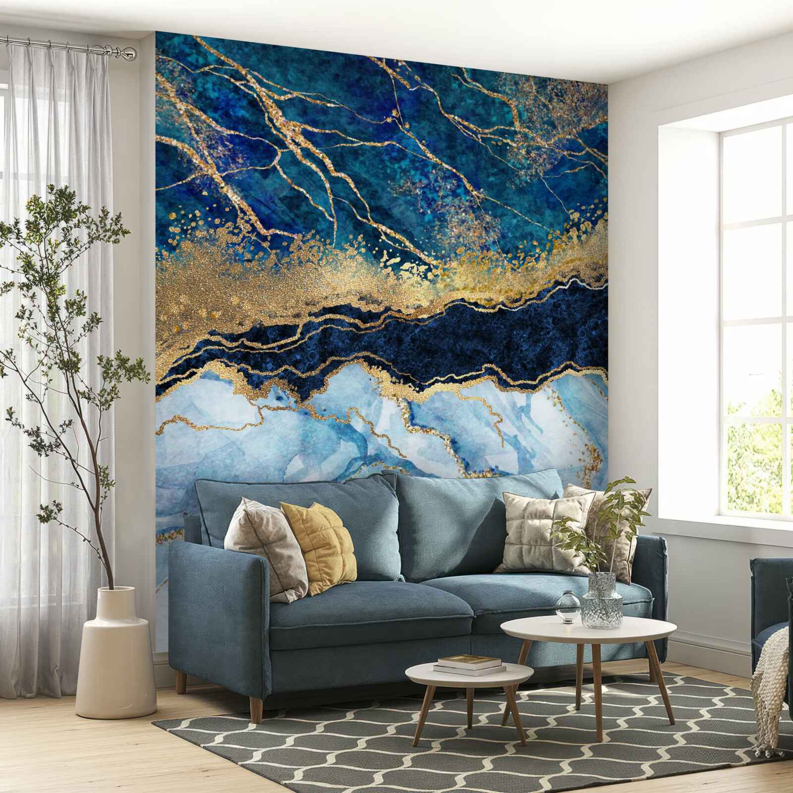 Papier peint fond de marbre bleu