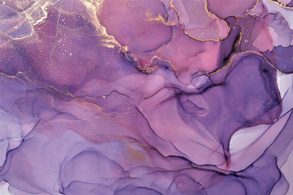 Papier peint fond de marbre lilas avec éléments dorés