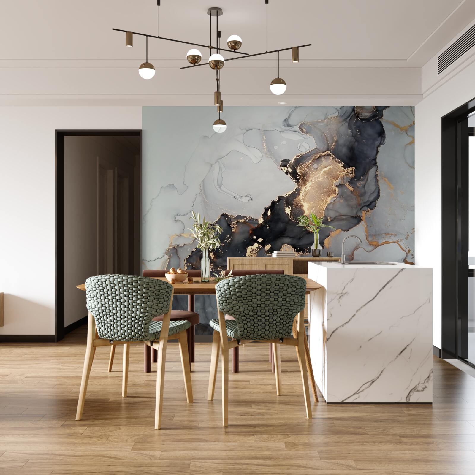 Papier peint élégant fond gris et noir à l'aspect luxueux