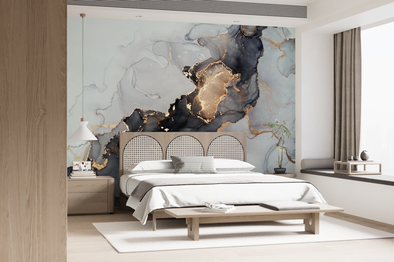 Papier peint élégant fond gris et noir à l'aspect luxueux