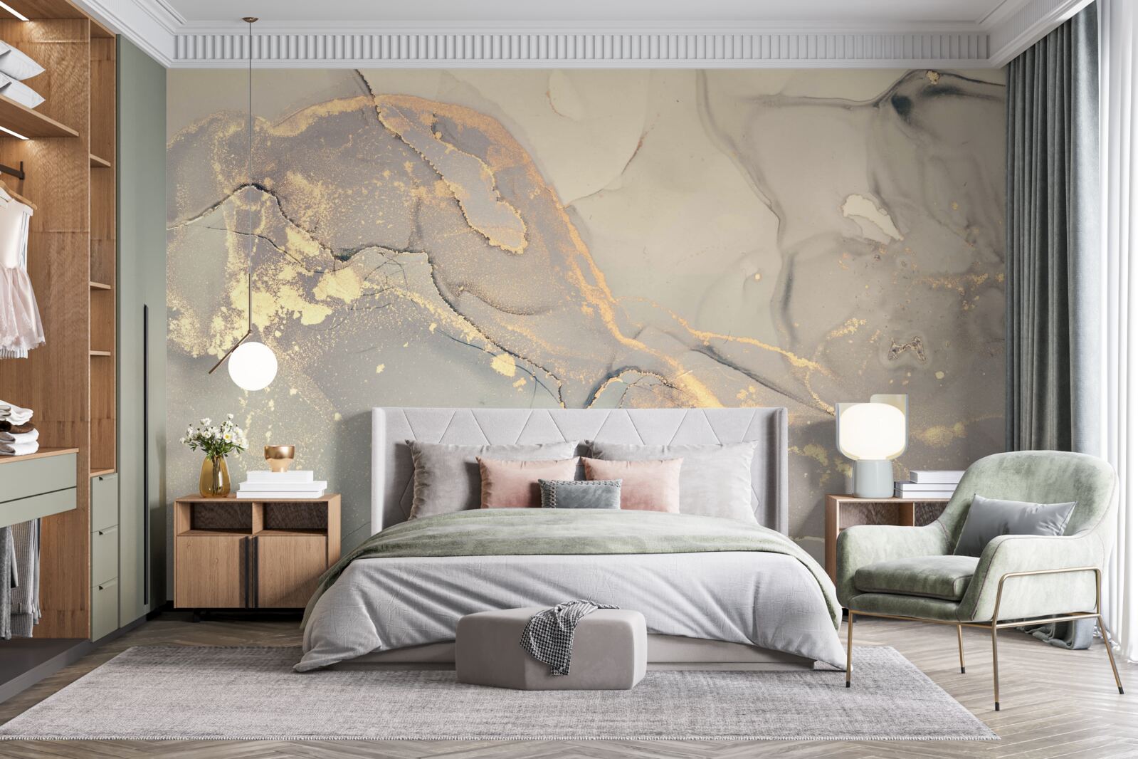 Papier peint fluide artistique à base d'encre