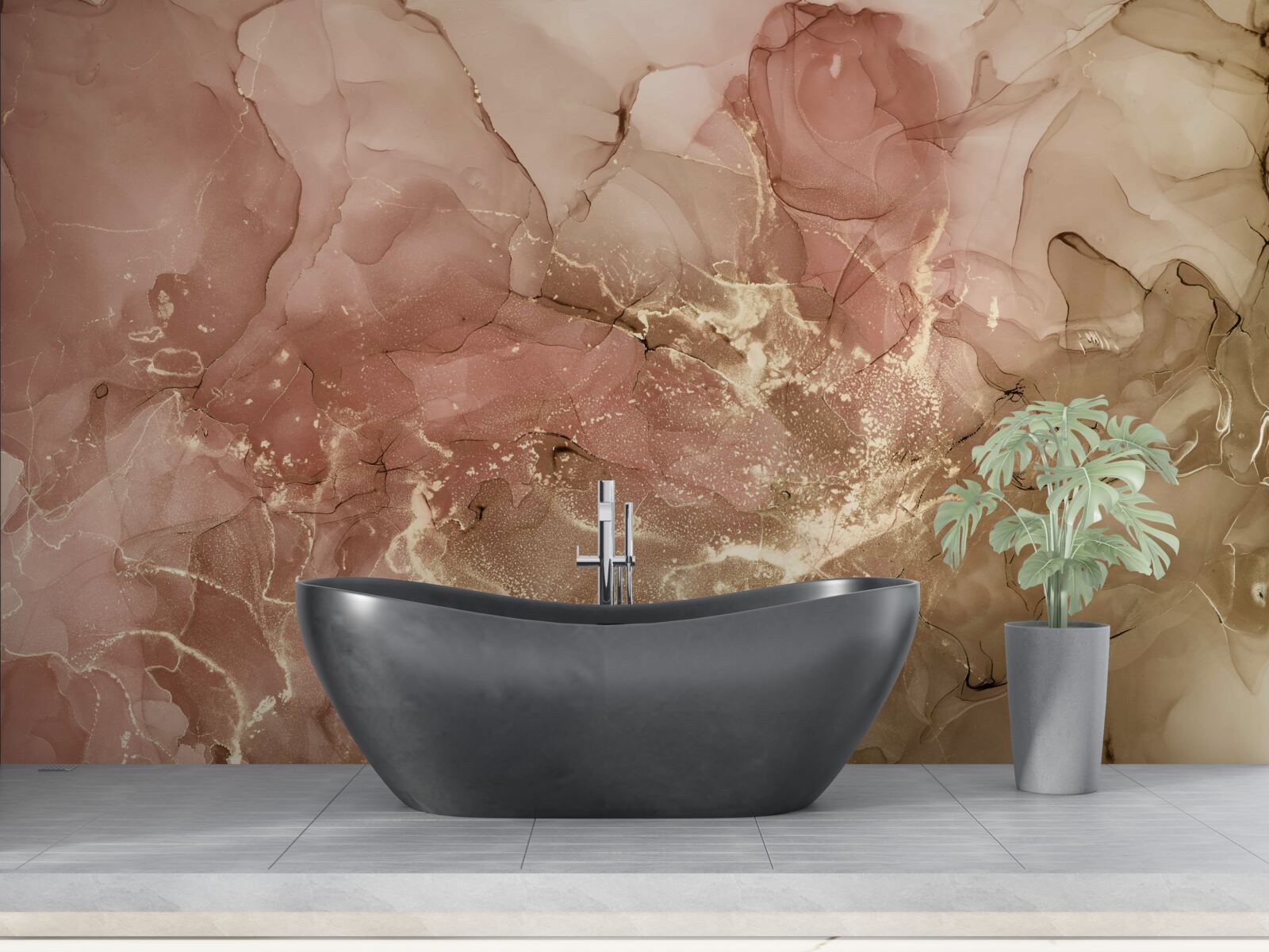 Papier peint liquide rose pêche