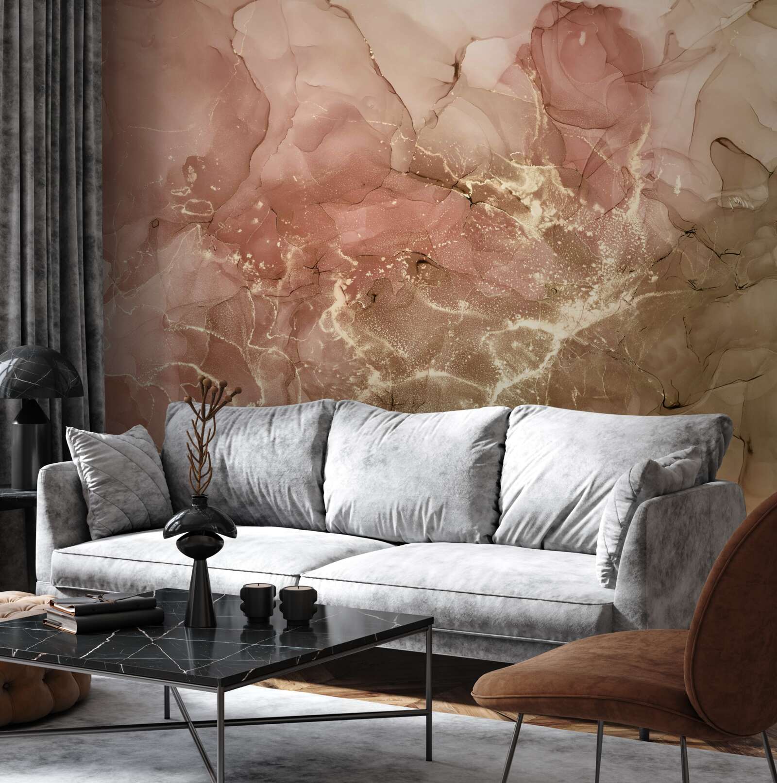 Papier peint liquide rose pêche