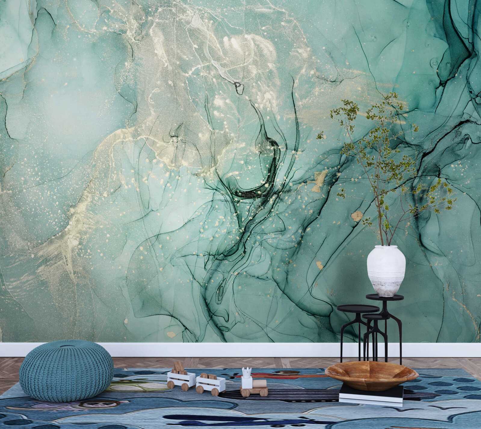 Papier peint vert et blanc en libre circulation