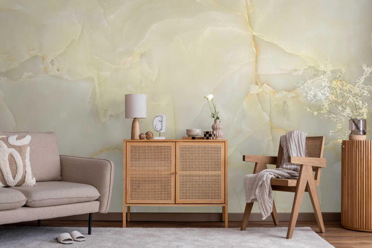 Papier peint carreaux de porcelaine beige onyx