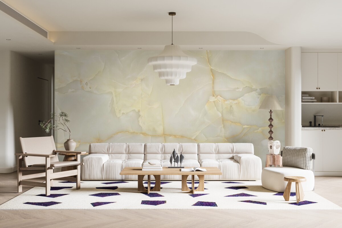 Papier peint carreaux de porcelaine beige onyx