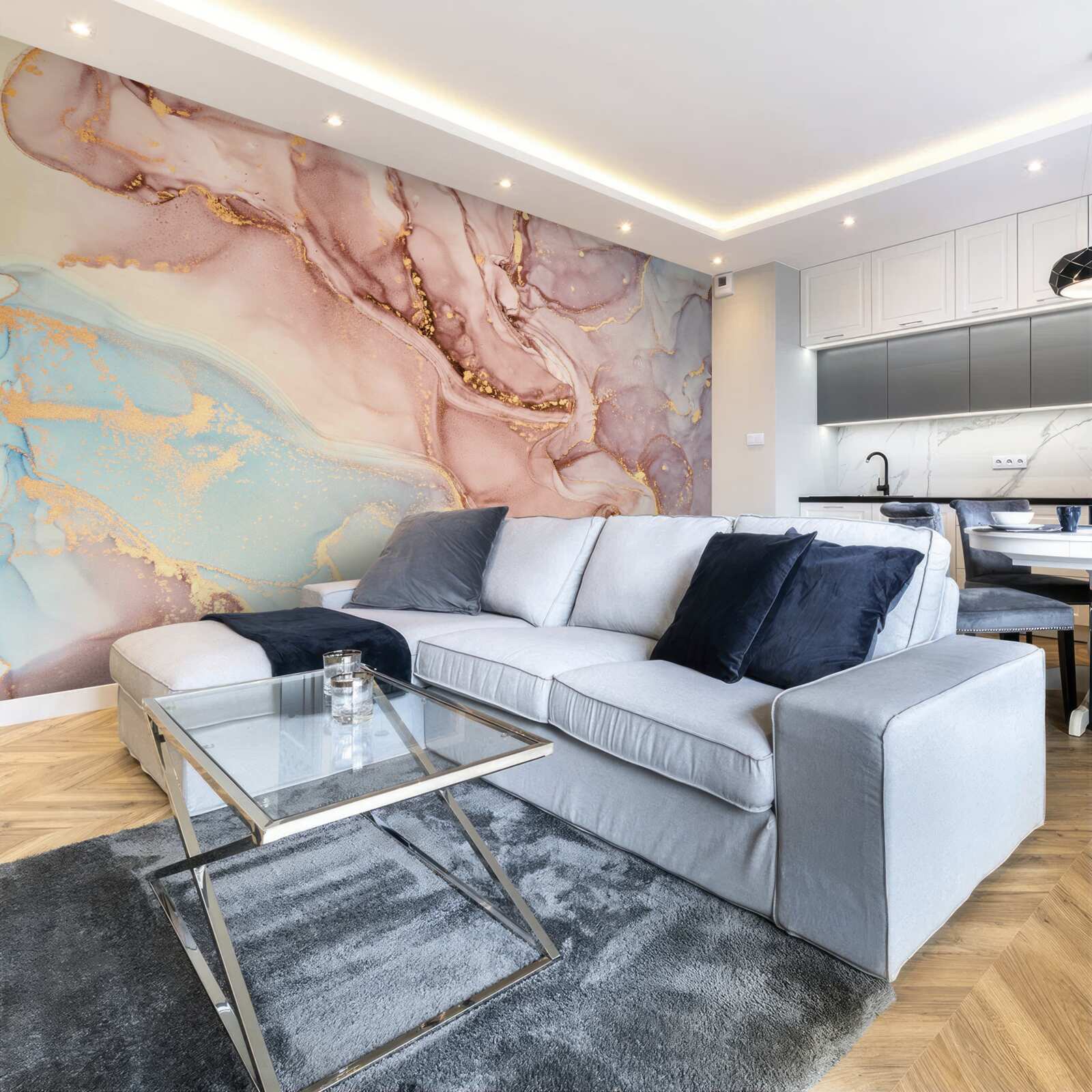 Papier peint liquide rose poudré