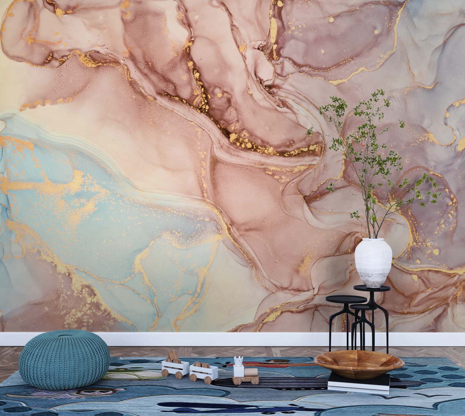 Papier peint liquide rose poudré