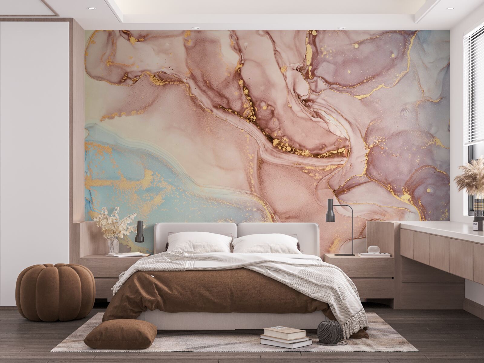 Papier peint liquide rose poudré