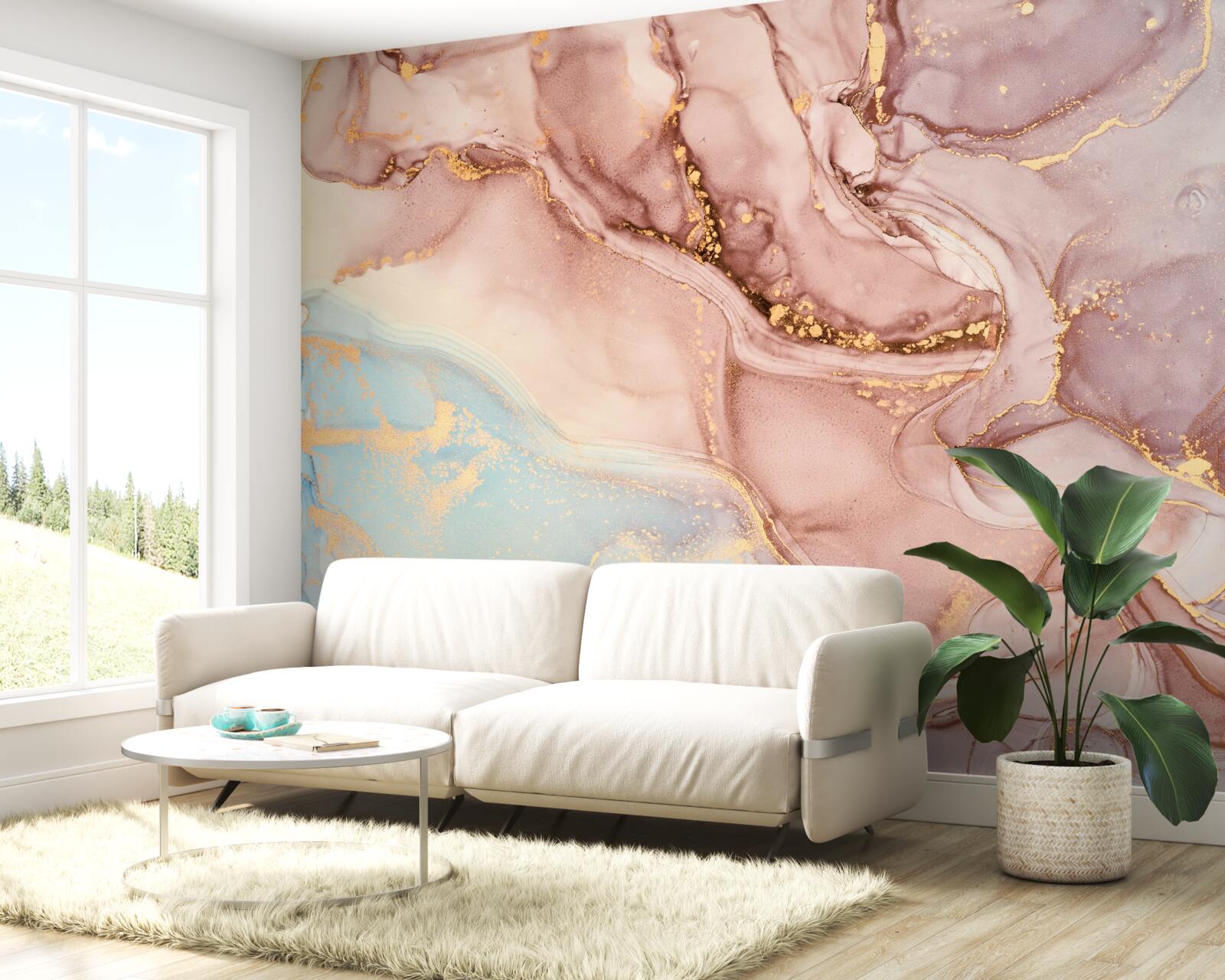 Papier peint liquide rose poudré