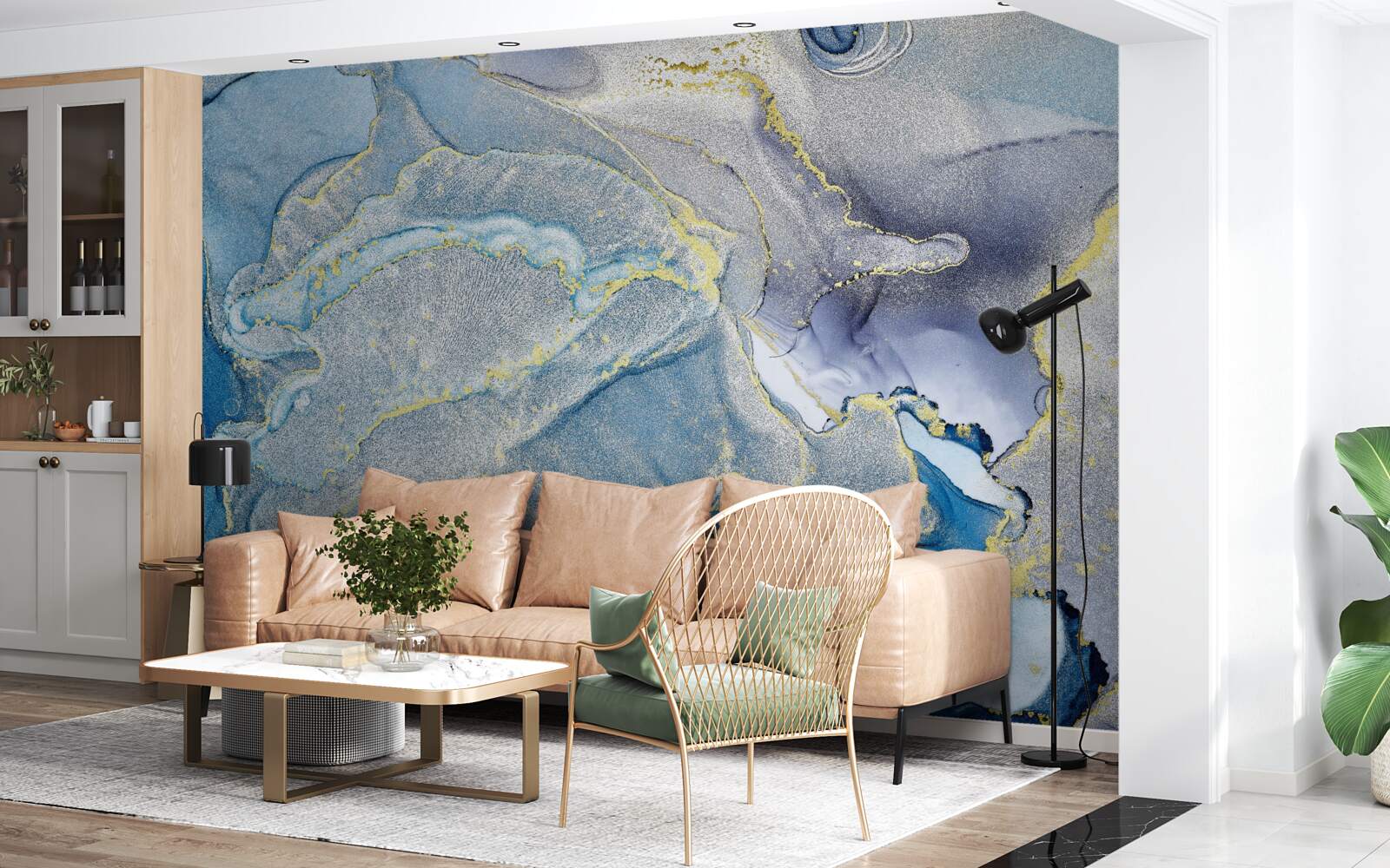 Papier peint océan bleu en abstraction