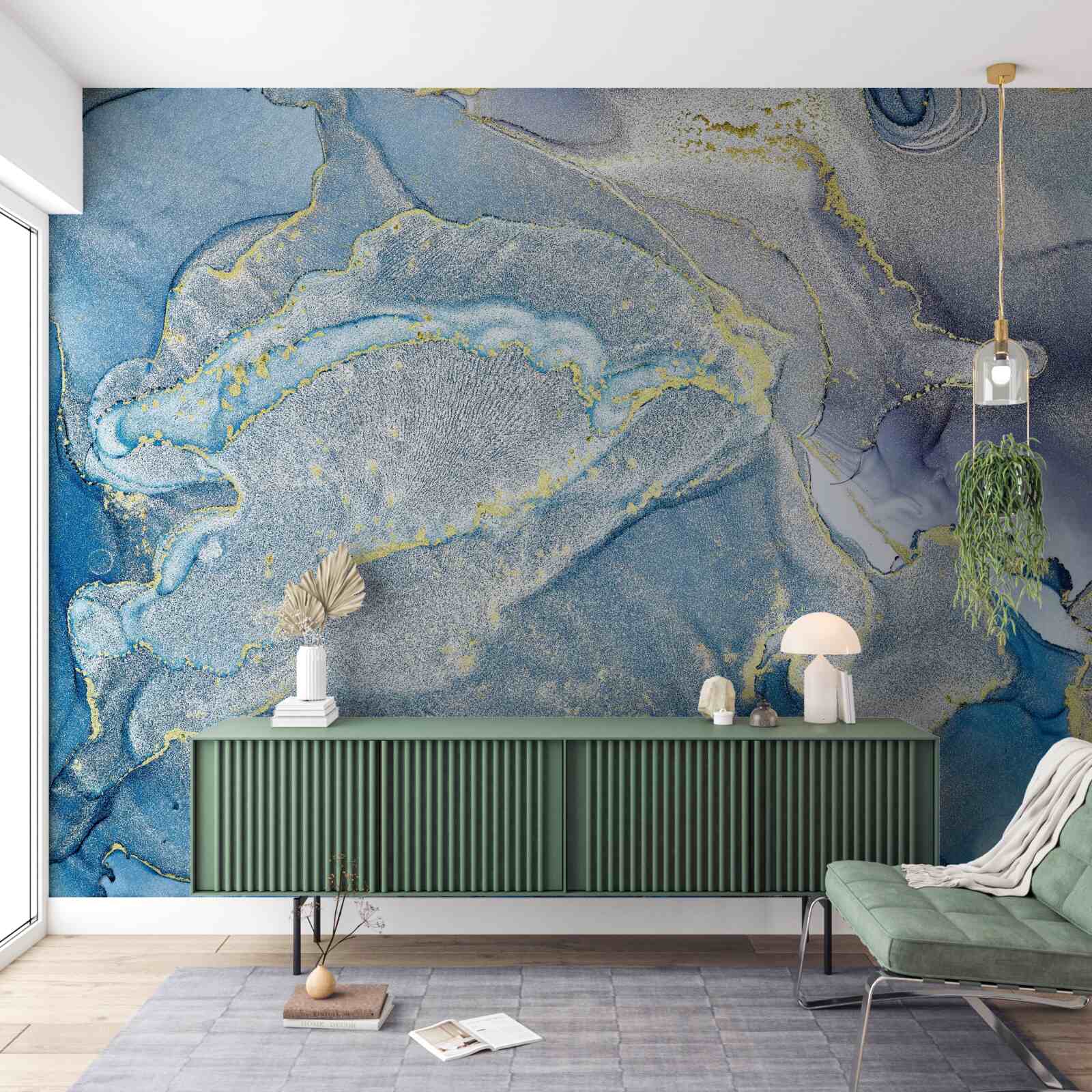 Papier peint océan bleu en abstraction