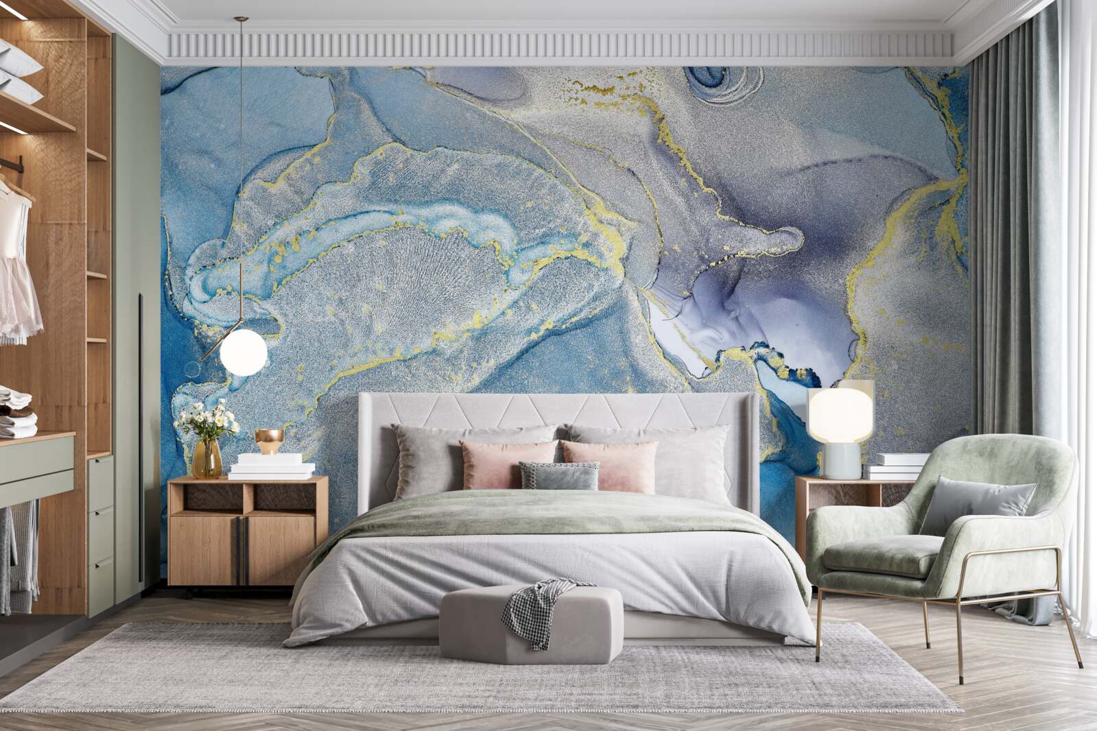 Papier peint océan bleu en abstraction