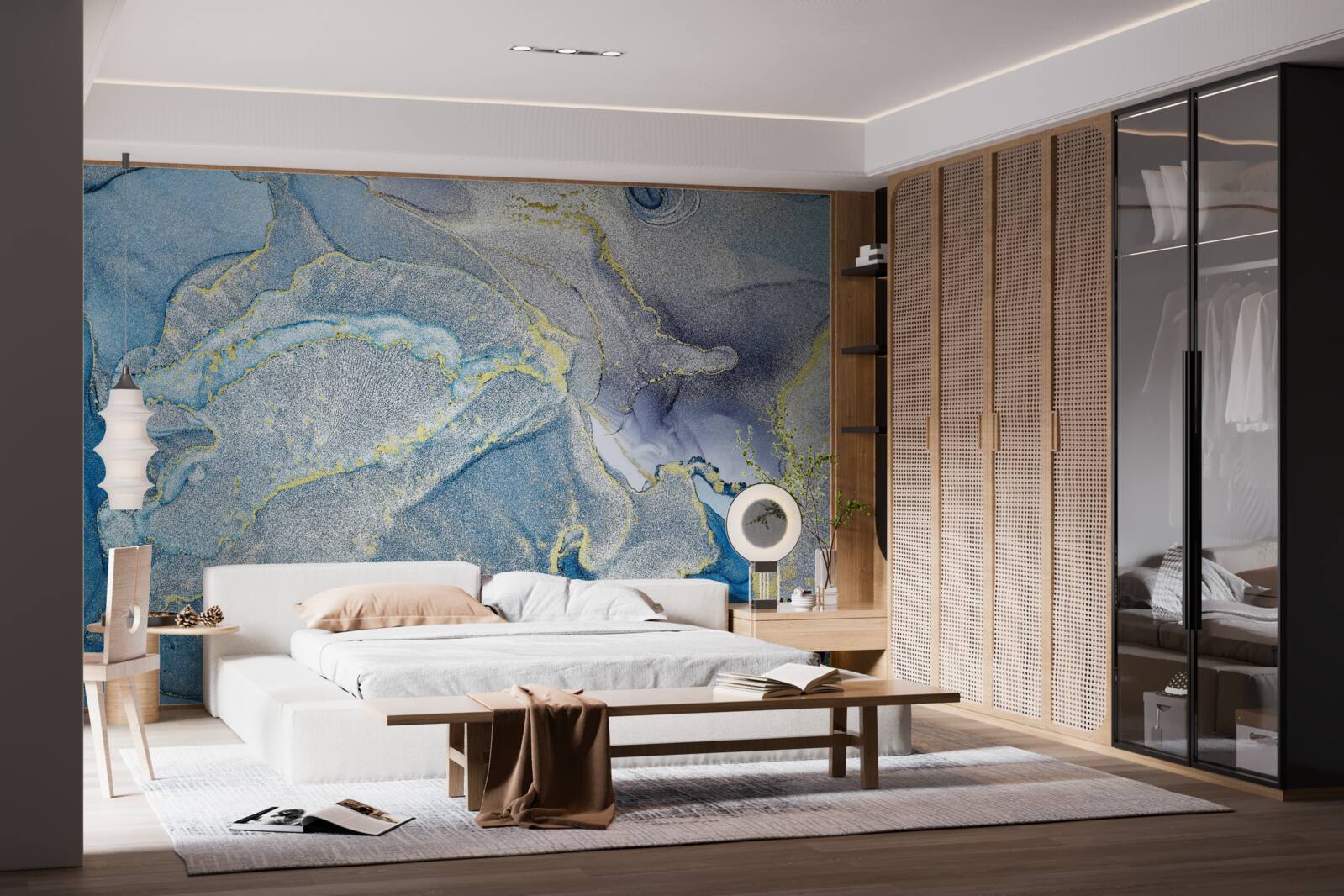 Papier peint océan bleu en abstraction