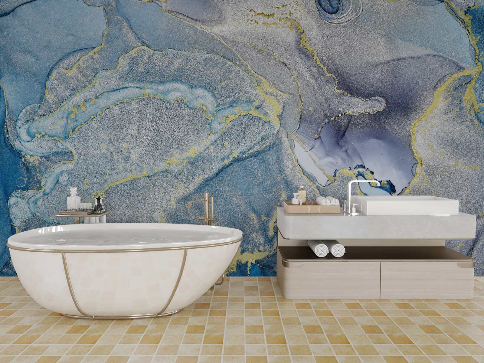 Papier peint océan bleu en abstraction