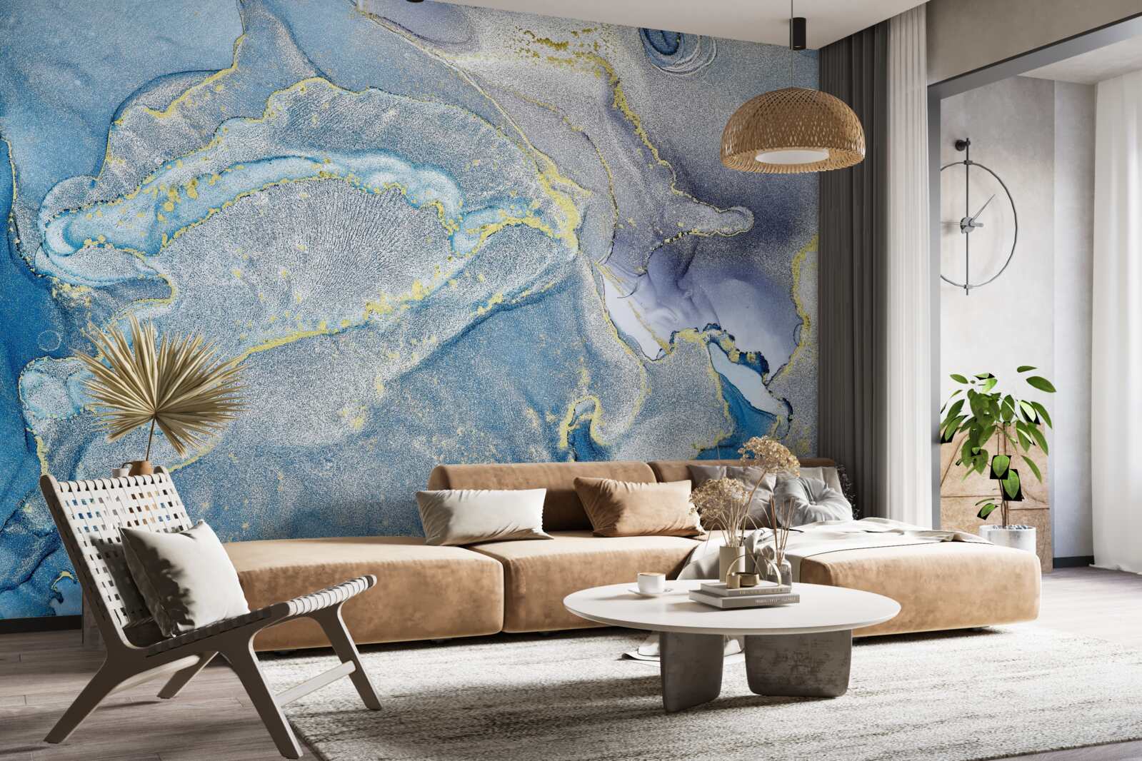 Papier peint océan bleu en abstraction