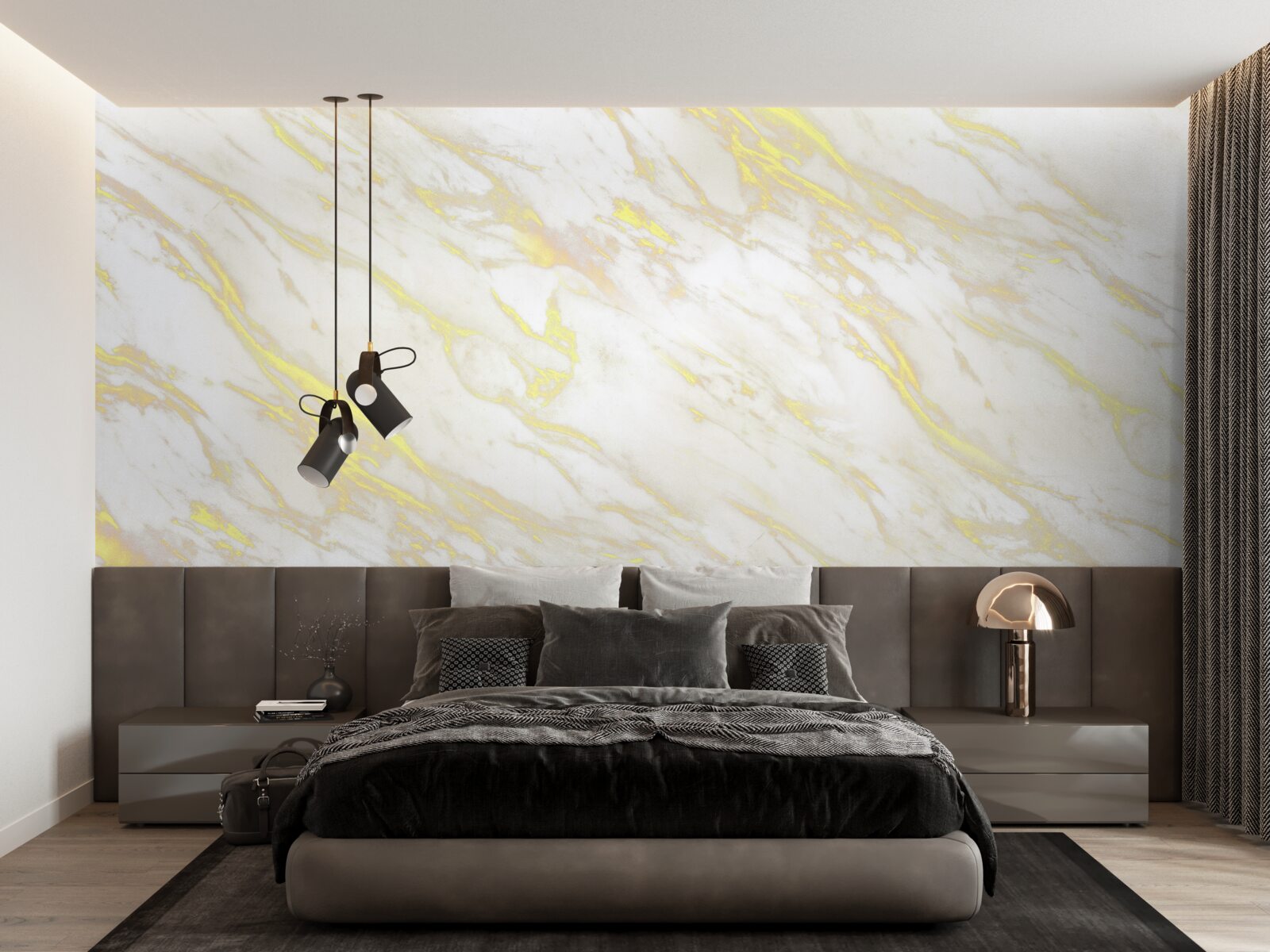 Papier peint marbre blanc avec teinte dorée