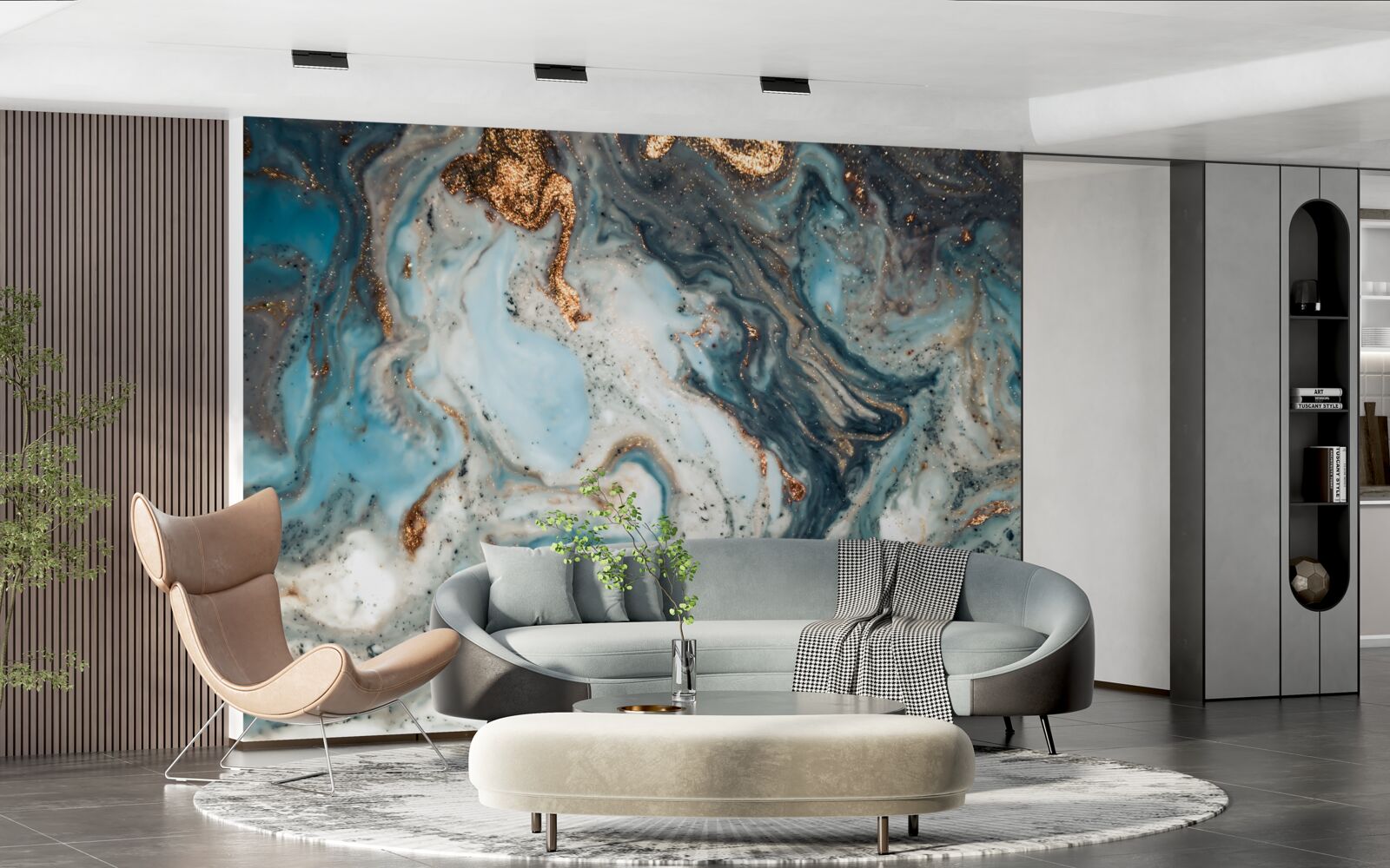 Papier peint abstraction dorée avec de beaux éléments