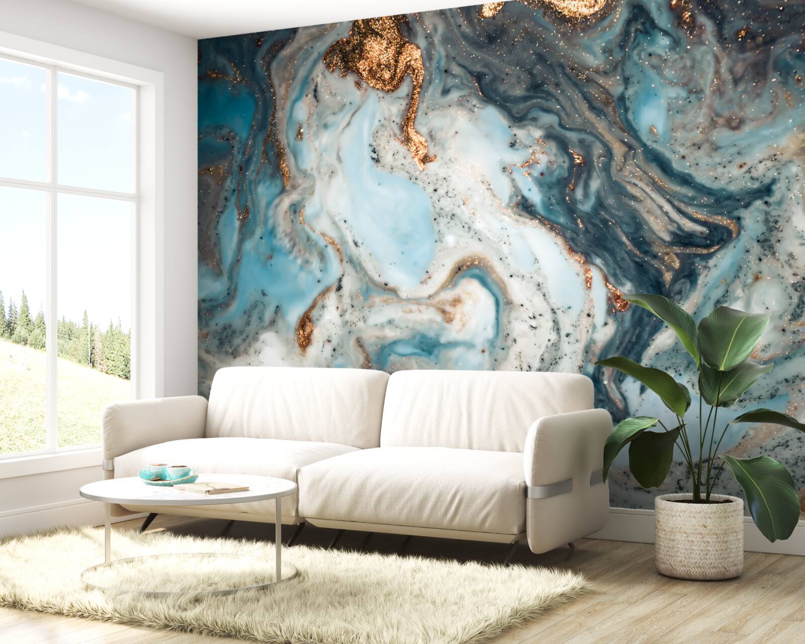 Papier peint abstraction dorée avec de beaux éléments