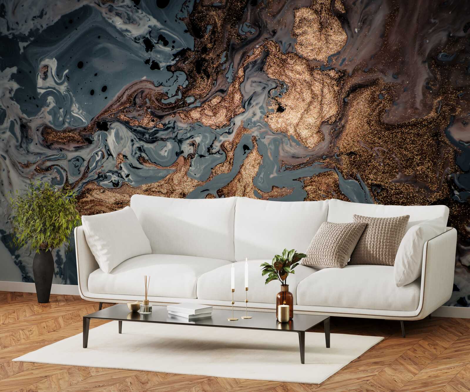 Papier peint élixir d'or condensé