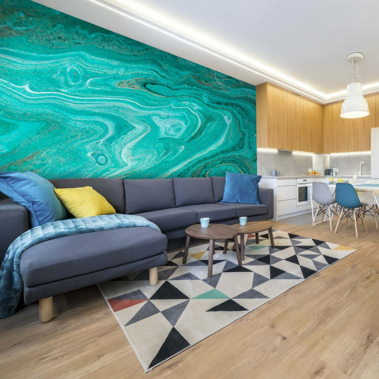 Papier peint marbre dans les tons vert clair