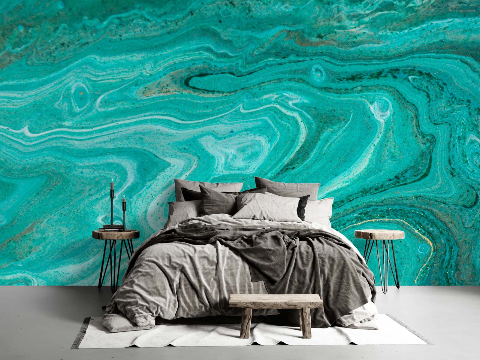 Papier peint marbre dans les tons vert clair