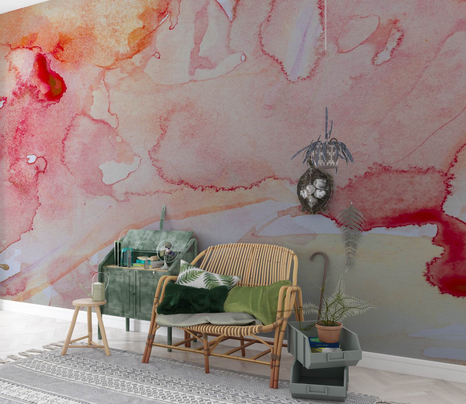 Papier peint fond de lit aquarelle