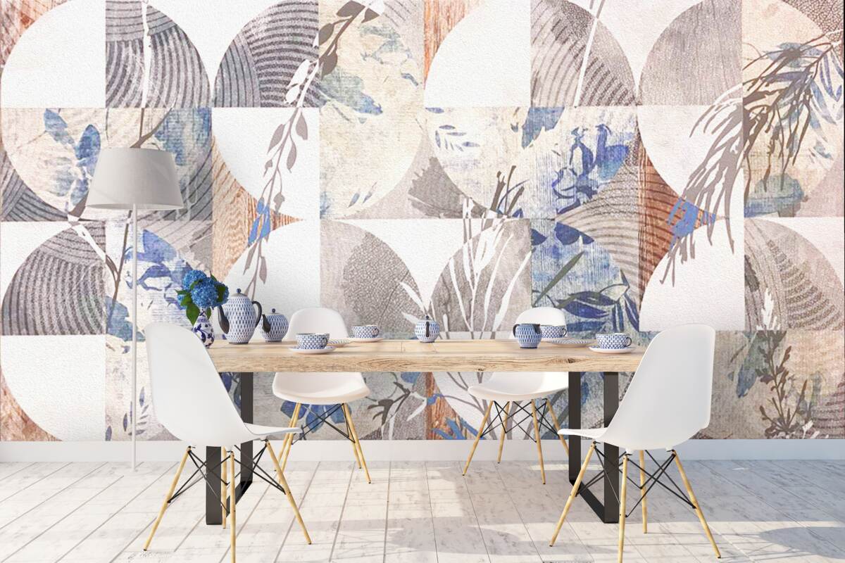 Papier peint fond abstrait avec des impressions de feuilles d'automne