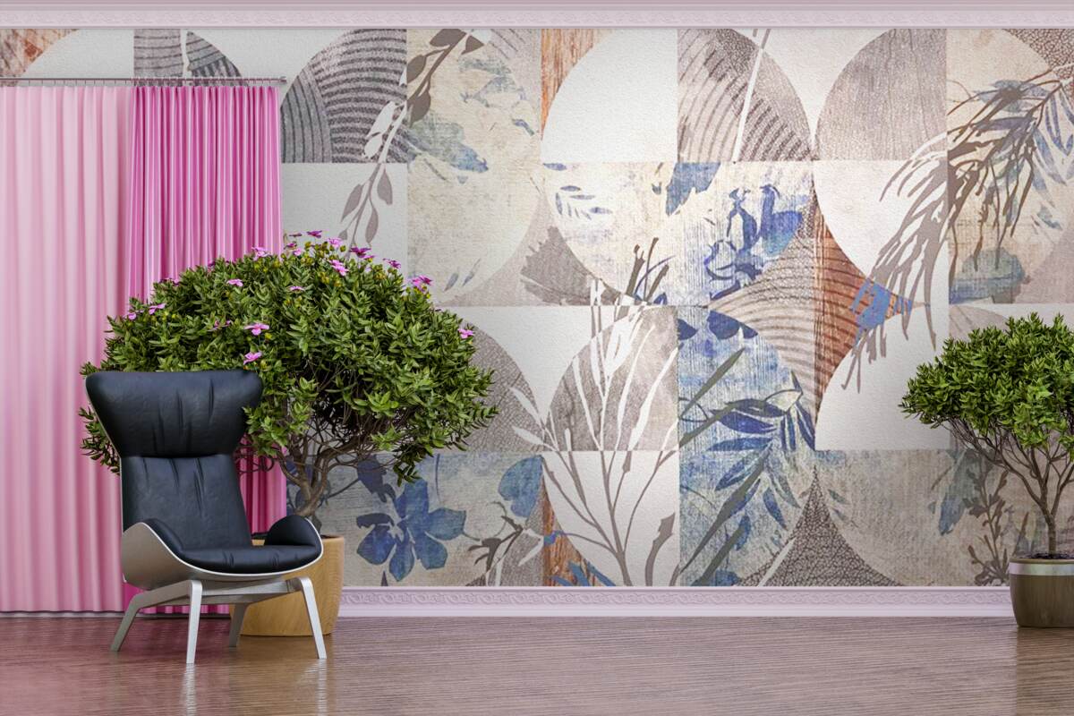 Papier peint fond abstrait avec des impressions de feuilles d'automne