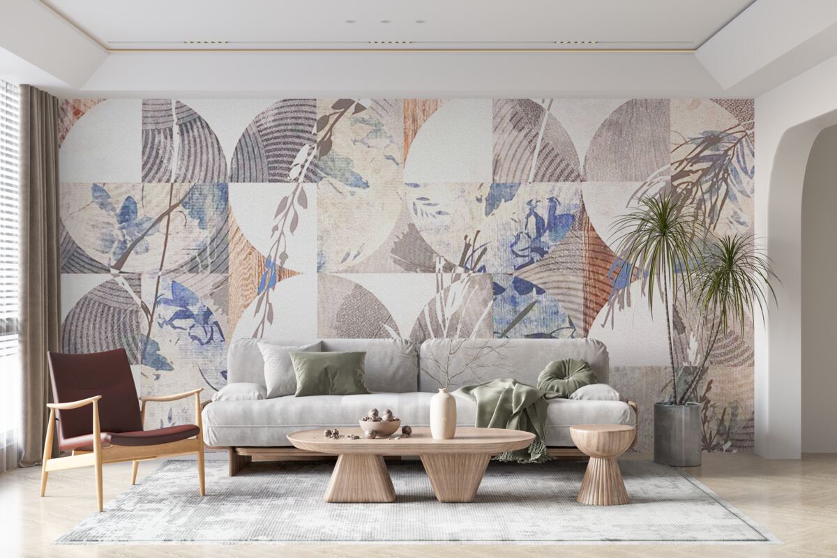 Papier peint fond abstrait avec des impressions de feuilles d'automne