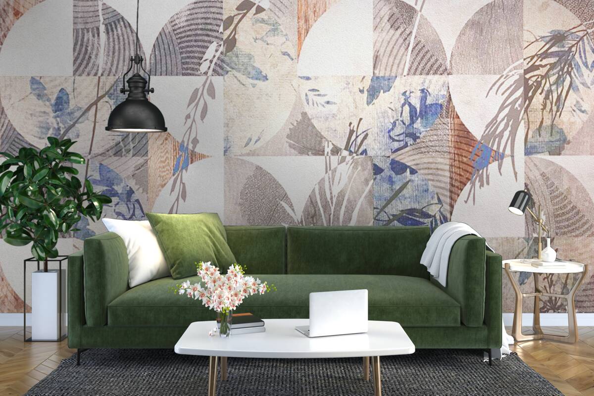 Papier peint fond abstrait avec des impressions de feuilles d'automne